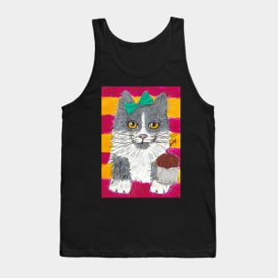 cat with cupcake Tank Top